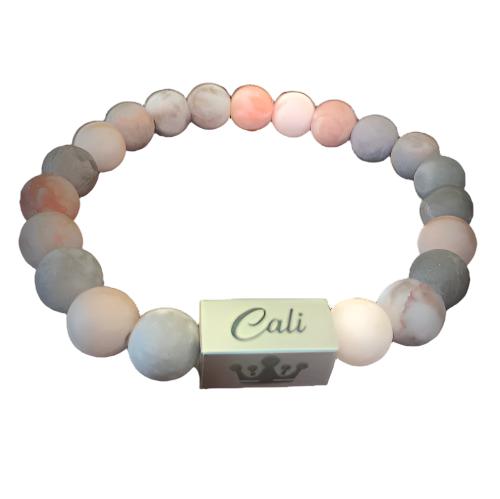 Light Pink Zebra Matte Jasper Bracelet- 310 Series