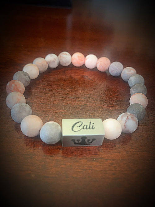 Light Pink Zebra Matte Jasper Bracelet- 310 Series