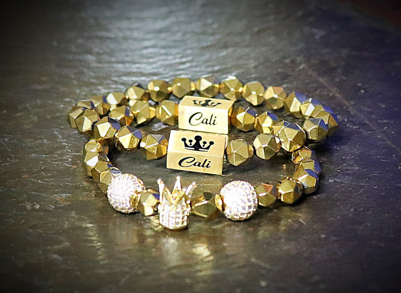 Hematite King Gold Set