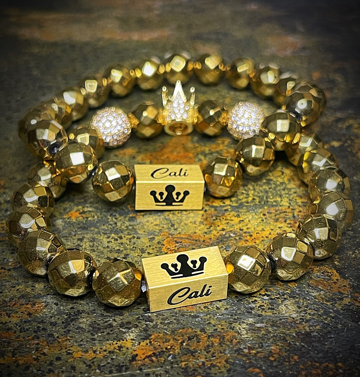 Hematite King Gold Set