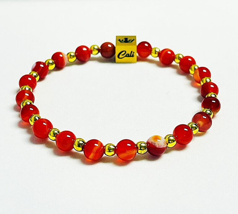 Petite Red Stipe Agate Bracelet