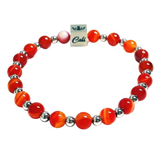 Petite Red Stipe Agate Bracelet