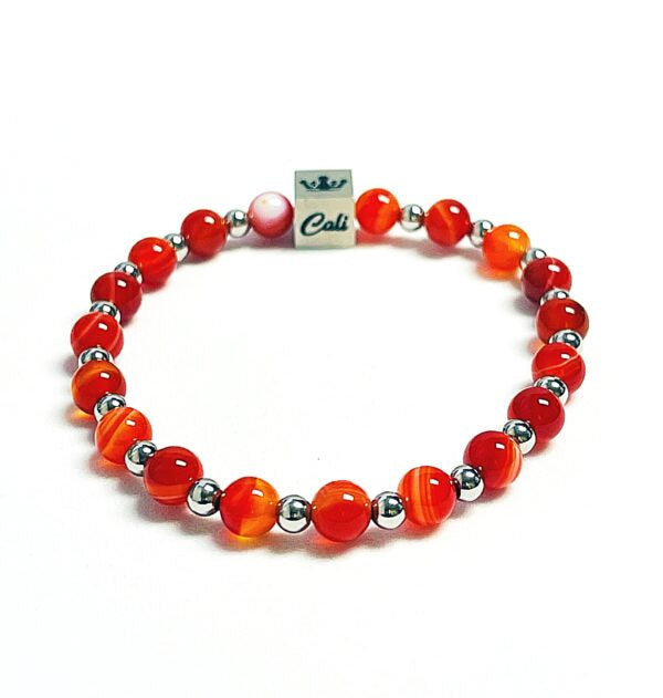 Petite Red Stipe Agate Bracelet