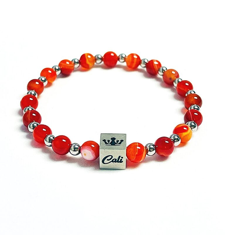 Petite Red Stipe Agate Bracelet