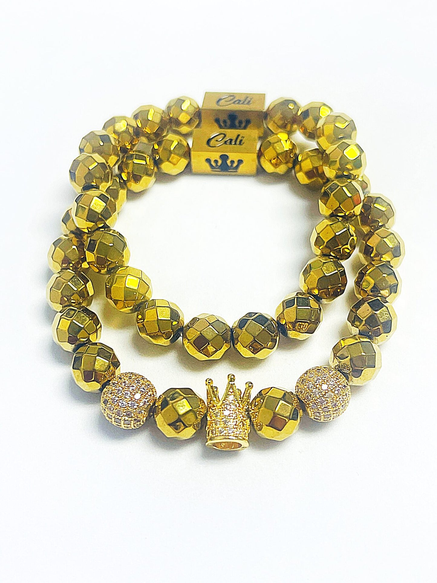 Hematite King Gold Set