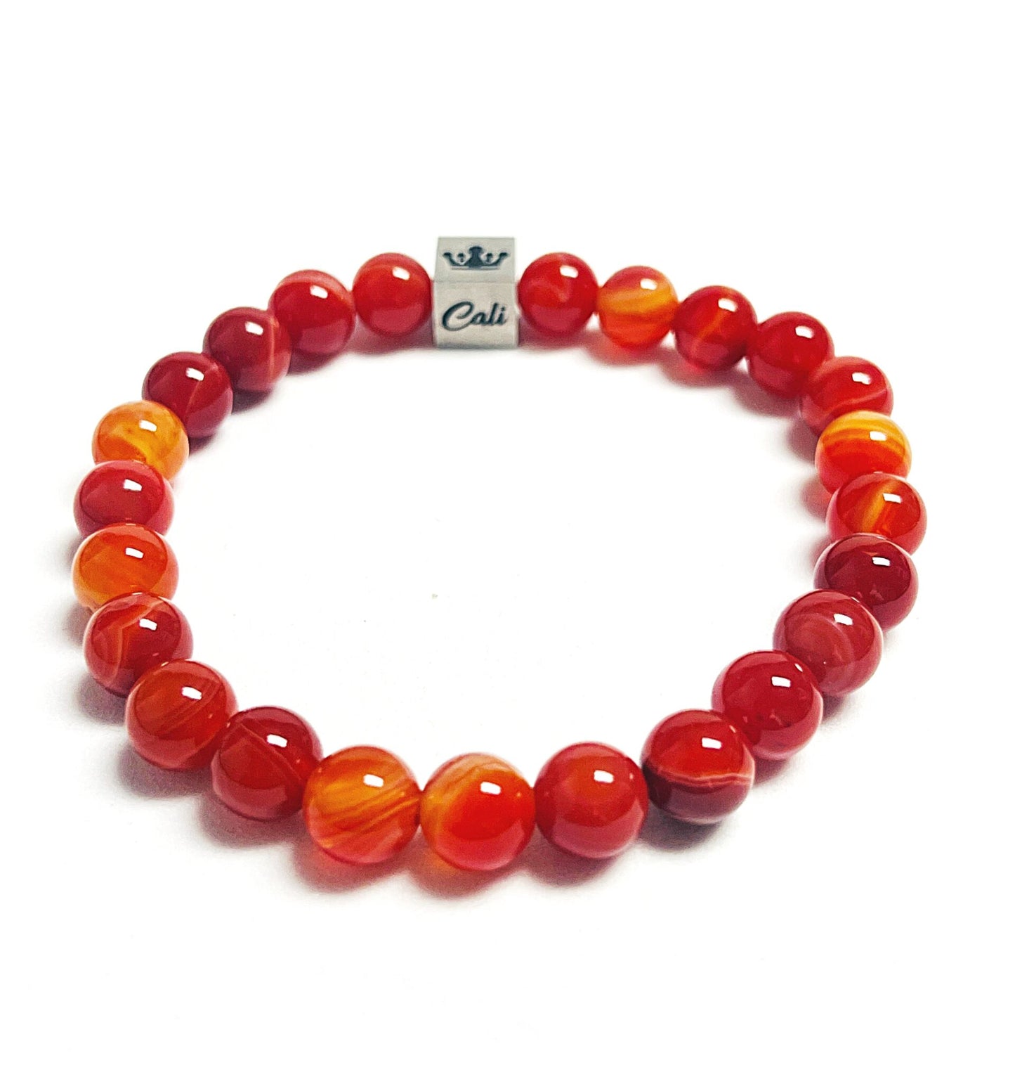 Red Stripe Agate Bracelet