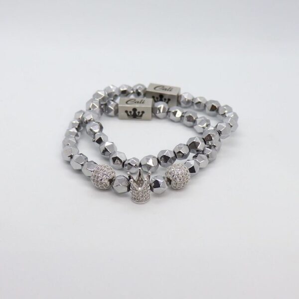 Silver Hematite King Bracelet Set