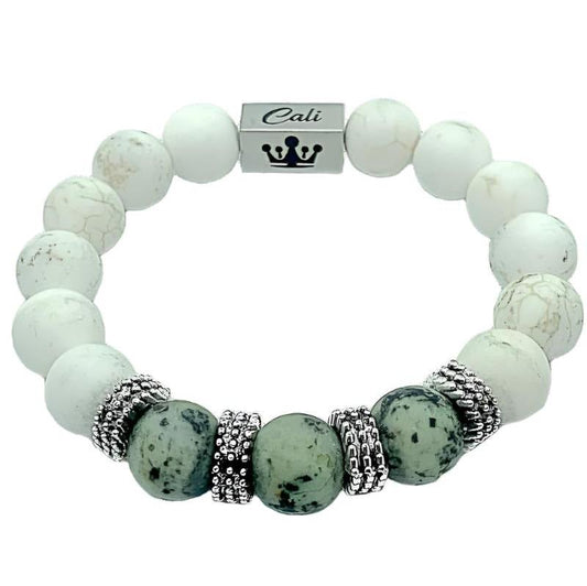 “Zeus”- White & Green Turquoise XL