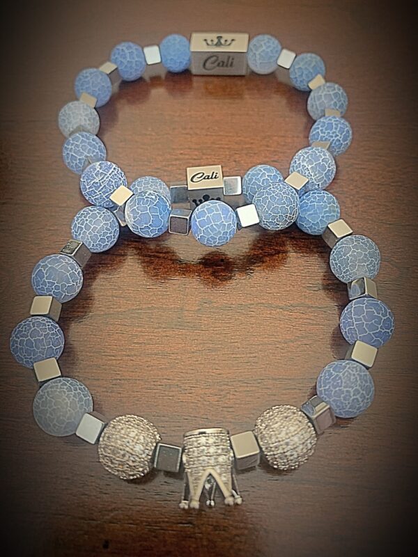 Blue Fire Agate King Bracelet Set