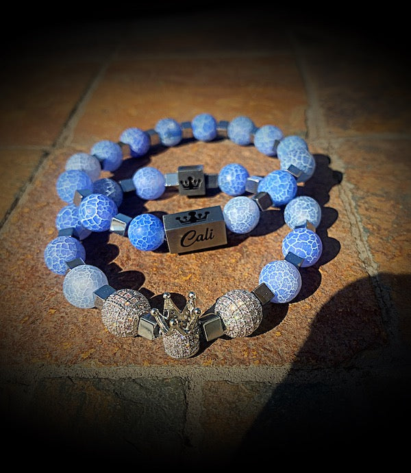 Blue Fire Agate King Bracelet Set