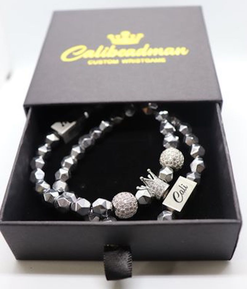 Silver Hematite King Bracelet Set